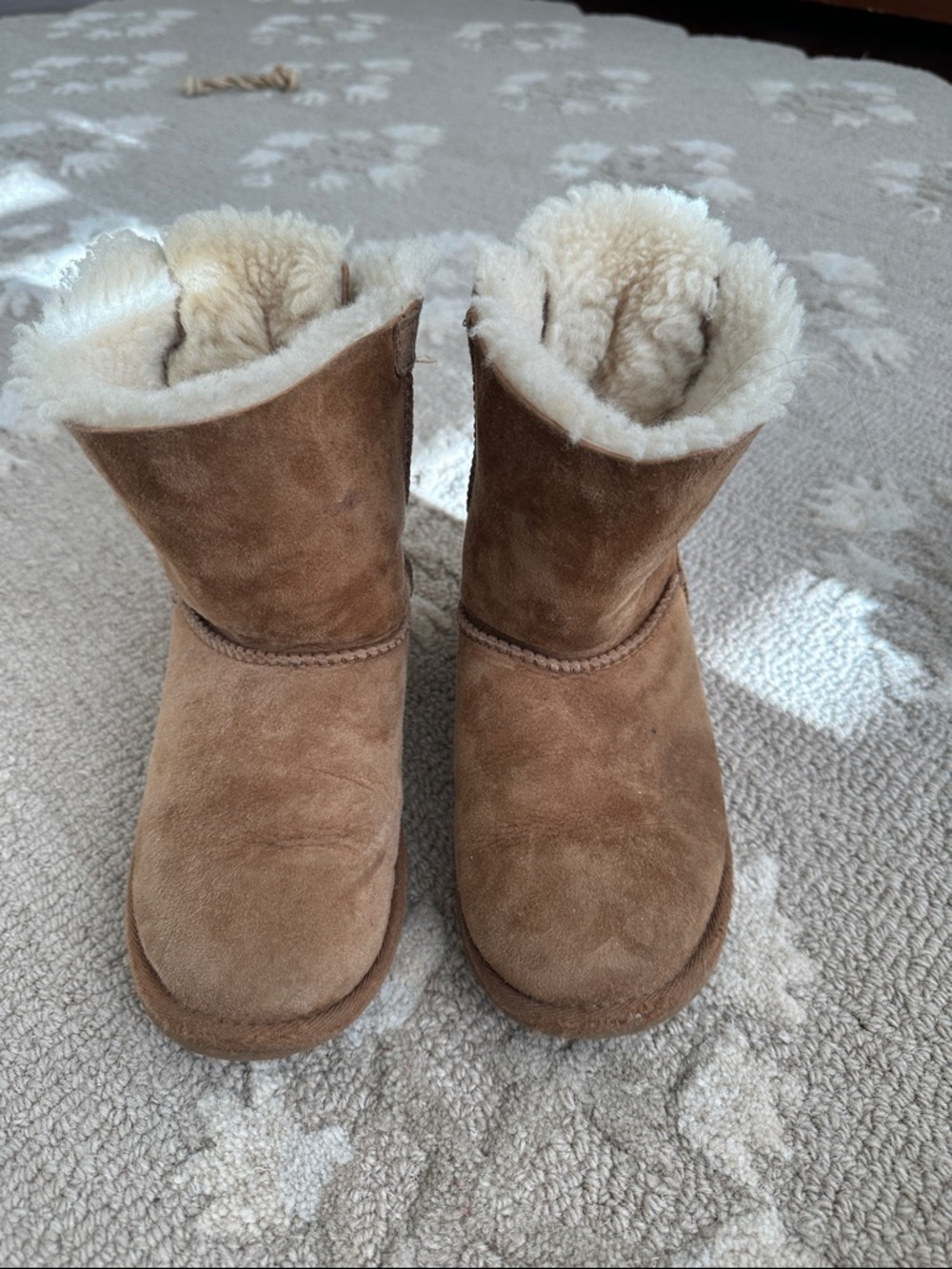UGG Chestnut Suede Shearling Bow Back Booties